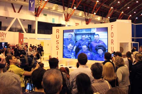 Cosmonauts' message to Russia Market Focus at London Book Fair. Photo: Academia Rossica
